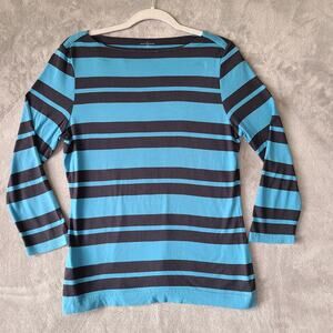 LL Bean Signature Striped Shirt M Blue/Black 35" Chest Cotton Modal